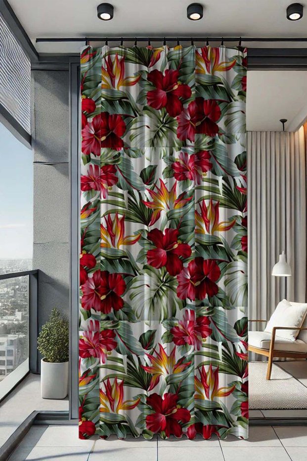 Waterproof Patterned Oxford Balcony Curtain Sunshade and Rain Cover with Color and 250 cm Length Options