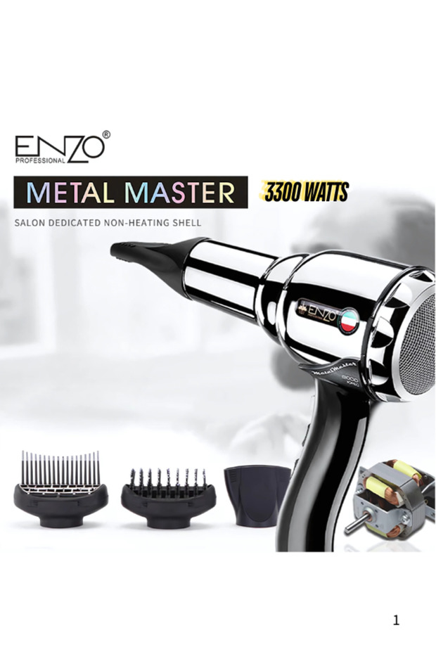 Enzo EN-3001C Metal Master | Professional Steel Body Hair Dryer 3300W