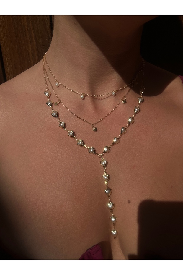 Kalpli İnci Detay Üçlü Kolye - 4