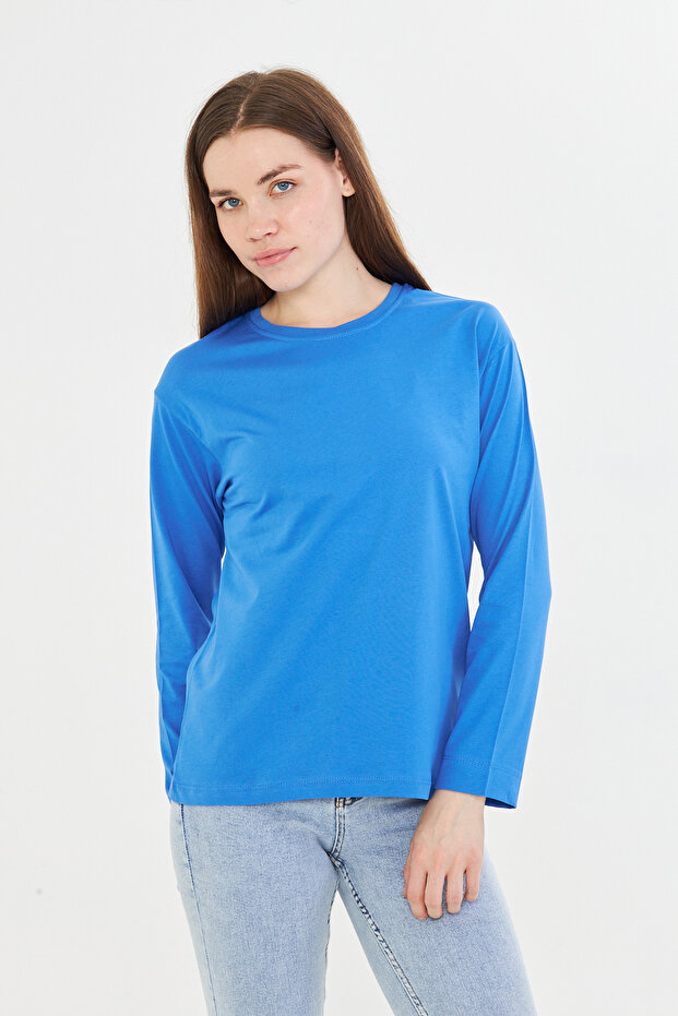 100% Organic Cotton Soft Textured Regular Fit Comfortable Cut Long Sleeve Crew Neck Combed Cotton T-Shirt