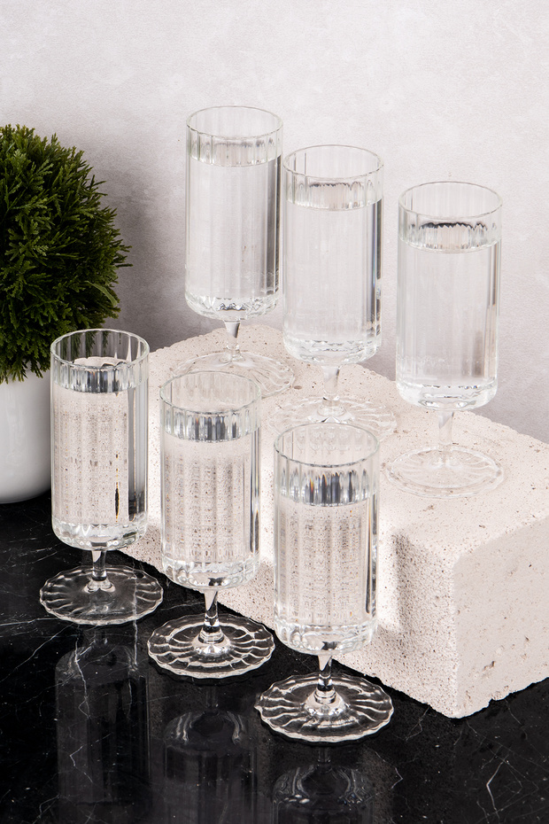 6 Adet Modern Cam Kahve Yanı Su Bardağı Bardak 120 ml - 6