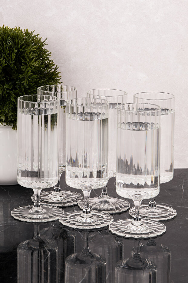 6 Adet Modern Cam Kahve Yanı Su Bardağı Bardak 120 ml - 1