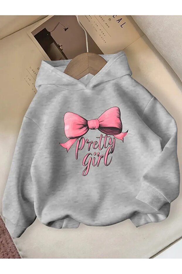 Winter Hooded Sweatshirt, Children's Pretty Girl Printed