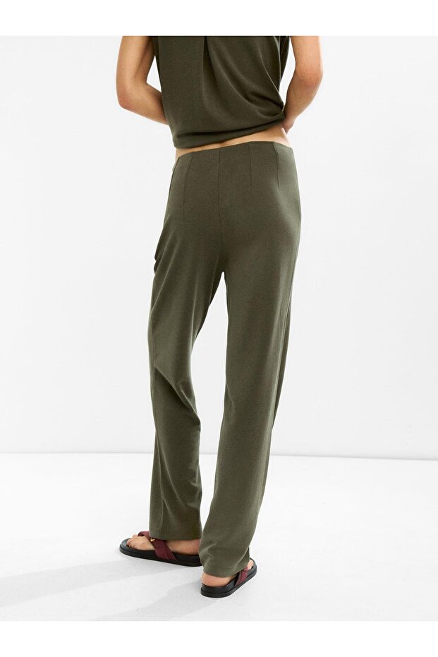 Elastik belli pileli pantolon - 4