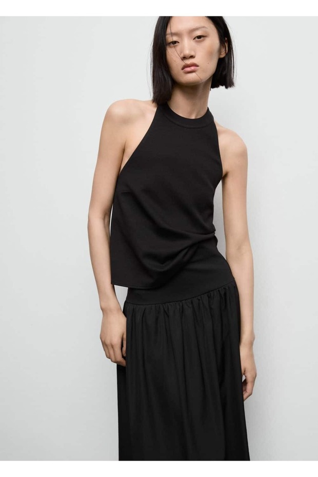 Sırt dekolteli halter bluz - 1