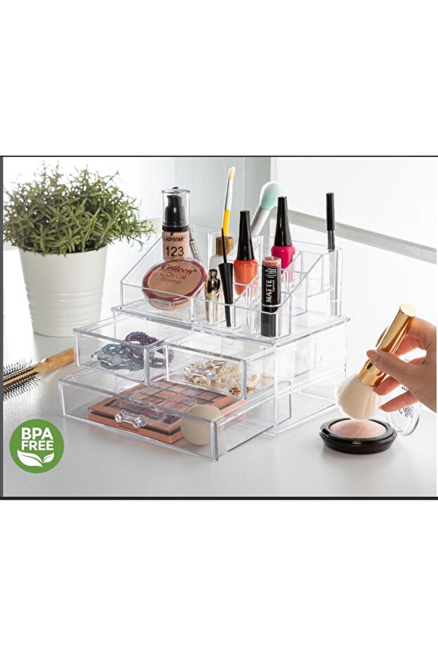3-Tier Makeup Cosmetic Jewelry Accessories Organizer with 3 Drawers