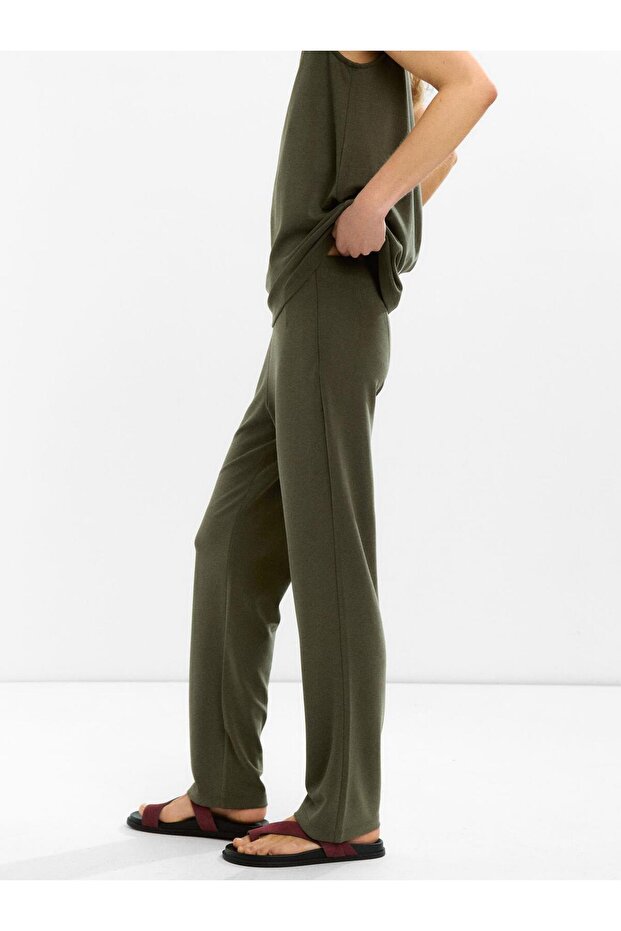 Elastik belli pileli pantolon - 3