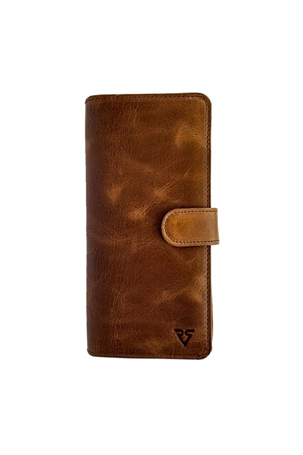 Portfolio Wallet with Cell Phone Compartment Genuine Leather / 1202 Brown (Smoky Glossy)