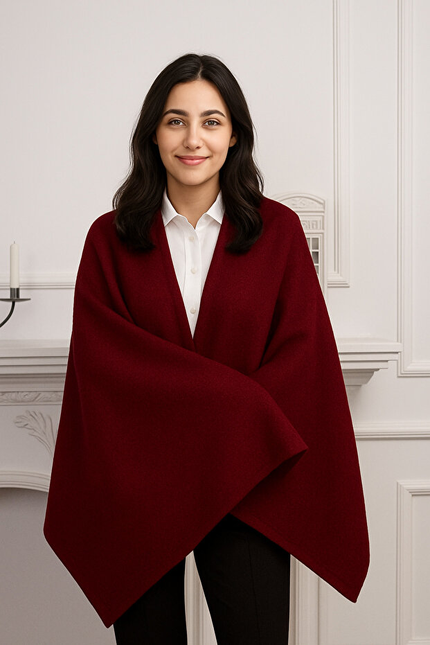 Claret Red Fleece Shawl Scarf Shoulder Shawl CAFE, RESTAURANT, HOTEL SHAL