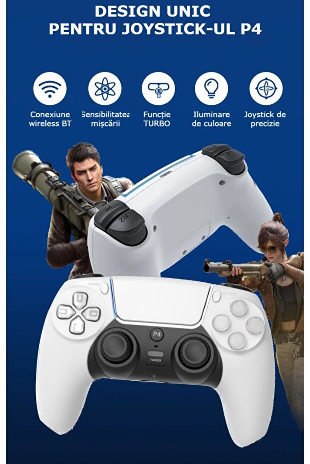Wireless PS4 Controller, white, turbo function, 800mAh, double vibration, 350g, illuminated buttons - 7