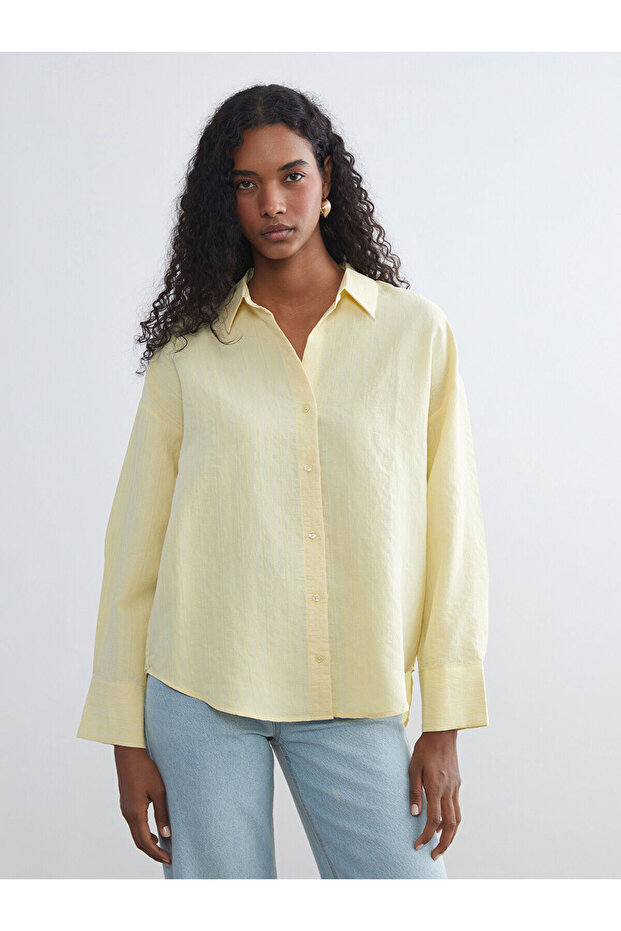 Özmarka New Season Striped Oversize Modal Blend Women's Shirt