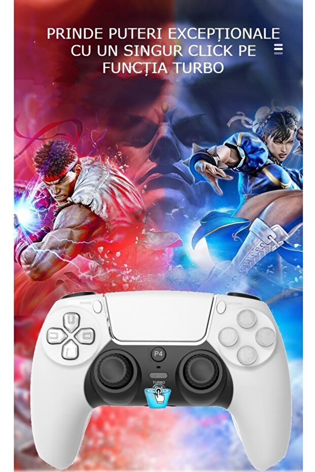 Wireless PS4 Controller, white, turbo function, 800mAh, double vibration, 350g, illuminated buttons - 5