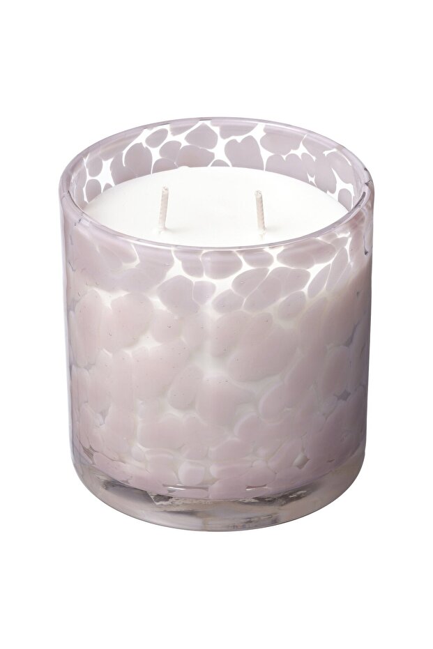LUGNARE Scented candle in glass, 2 wicks, Jasmine/light pink, 50 hr