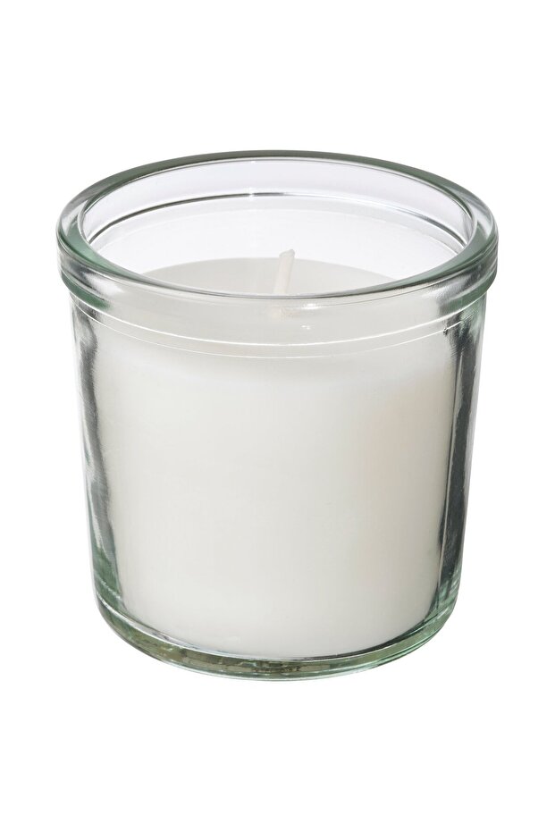 TRÅDCYPRESS Scented Candle in Glass, Fresh Linen/White, 20 hr