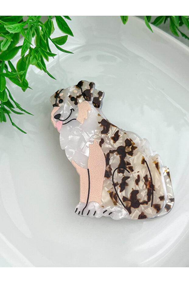 Cute Hair Clip with Dog Figure Bone Acrylic Clasp
