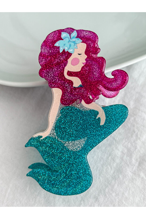 Acrylic Bone Hair Clip with Mermaid Figure