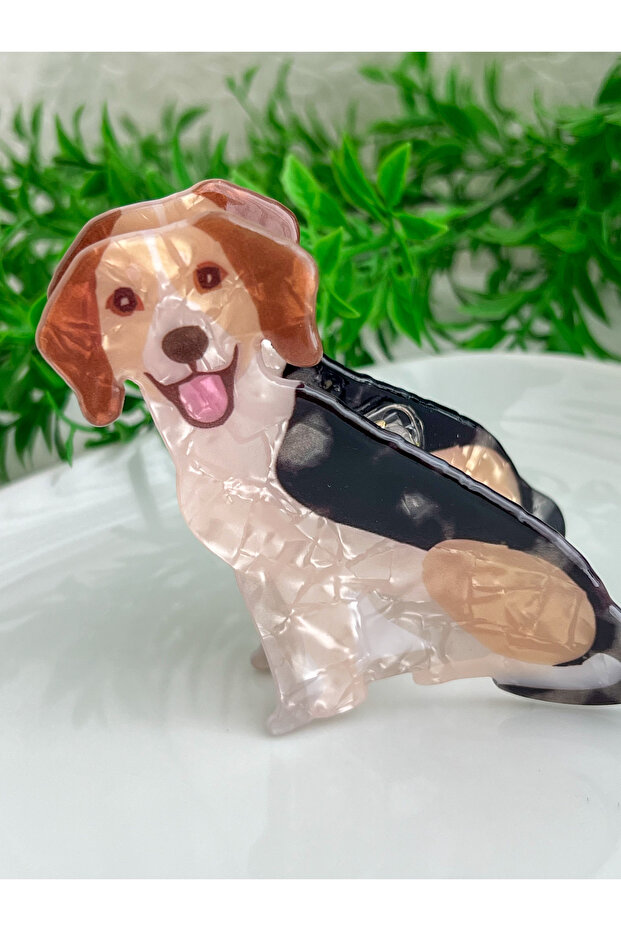 Acrylic Bone Hair Clip with Dog Figure