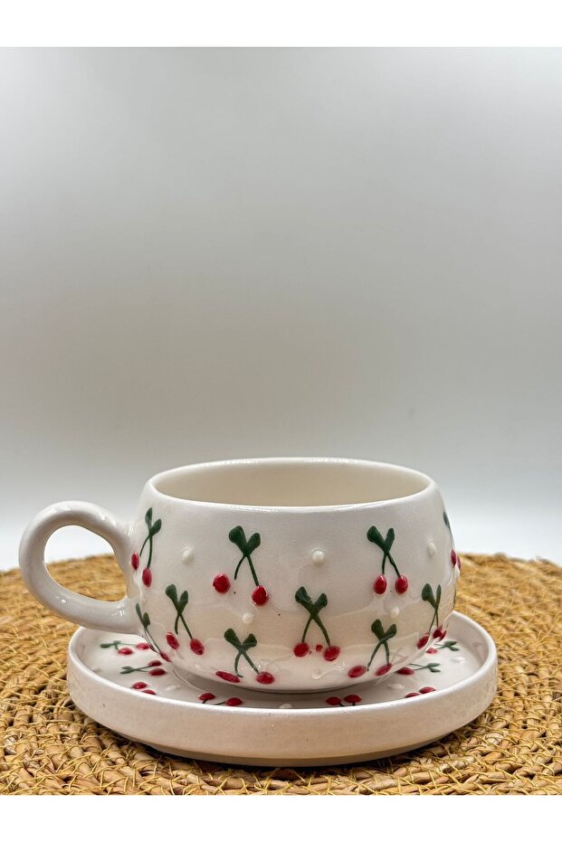 مجموعة أكواب سيراميك مصنوعة يدويًا مع قواعد - 2