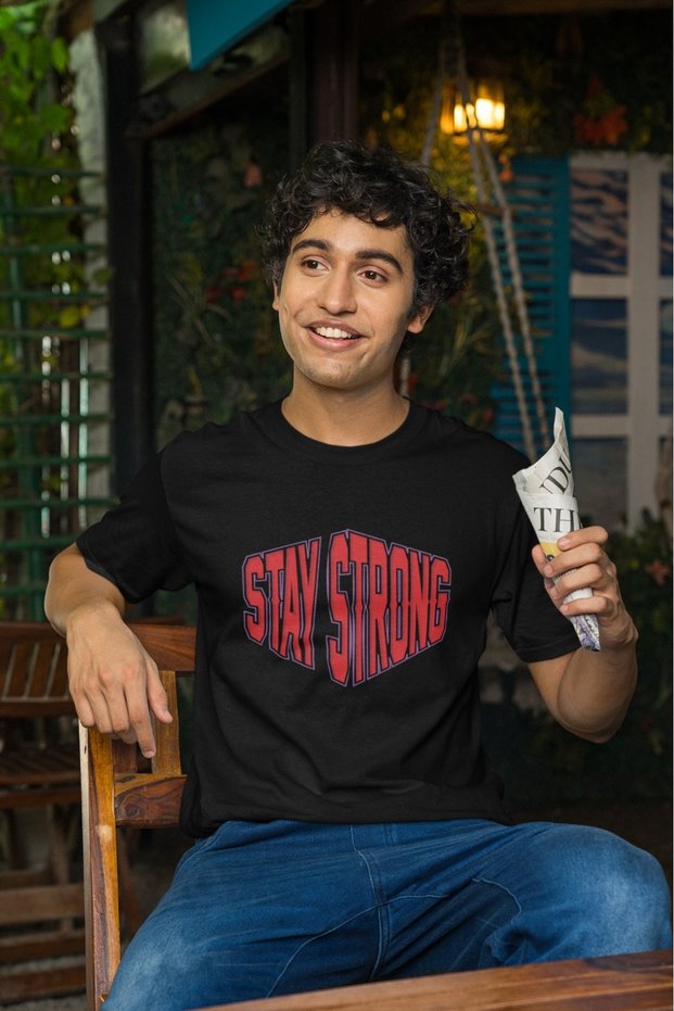 Men's Staystrong Transfer Printed Round Neck Short Sleeve T-Shirt