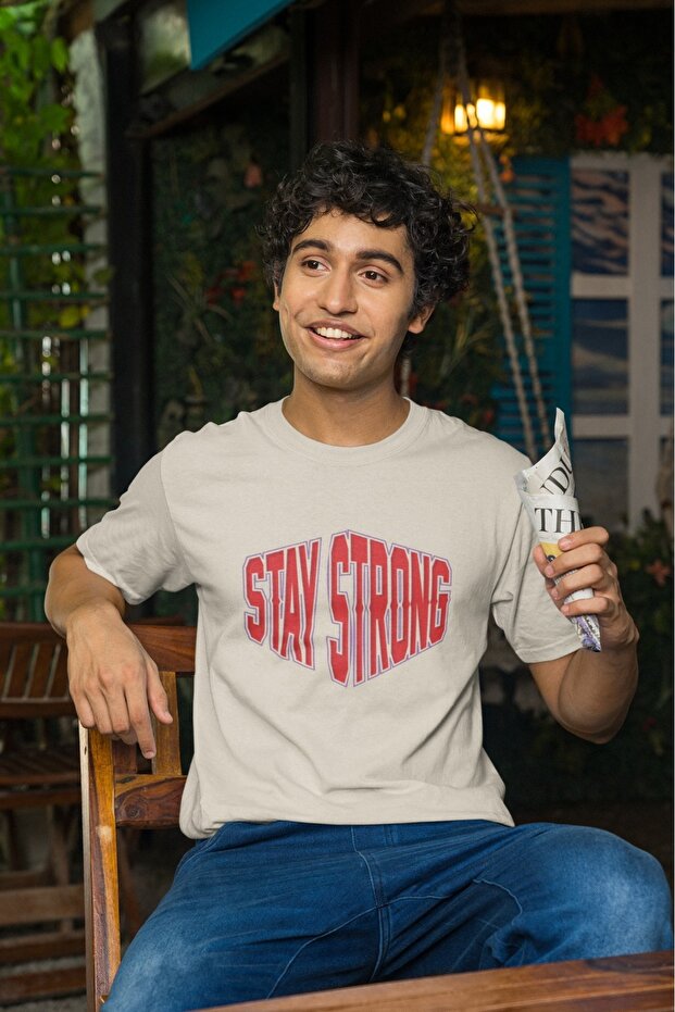 Men's Staystrong Transfer Printed Round Neck Short Sleeve T-Shirt