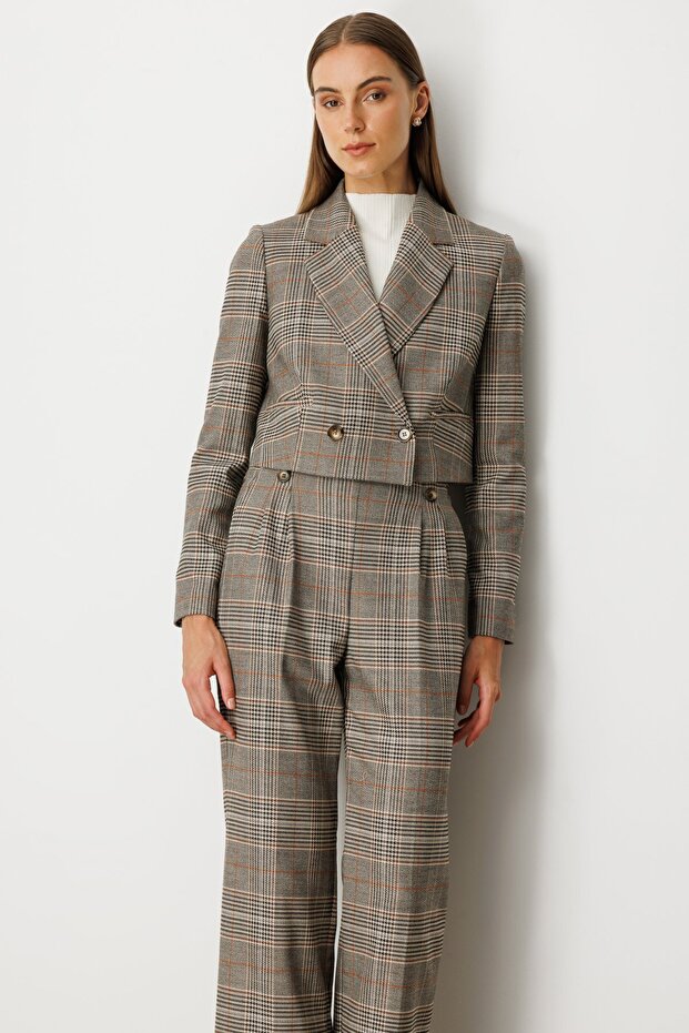 Ekoseli Crop Ceket - 1