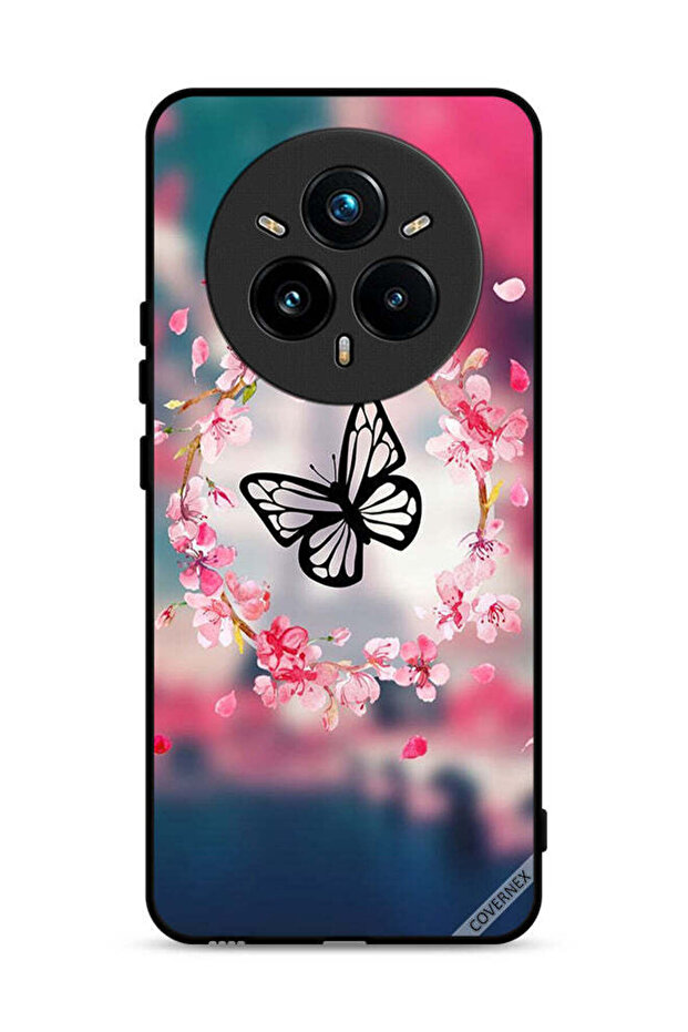 غطاء حماية لهاتف Realme 14 Pro Plus 5G بتصميم فراشة وحلقة زهور