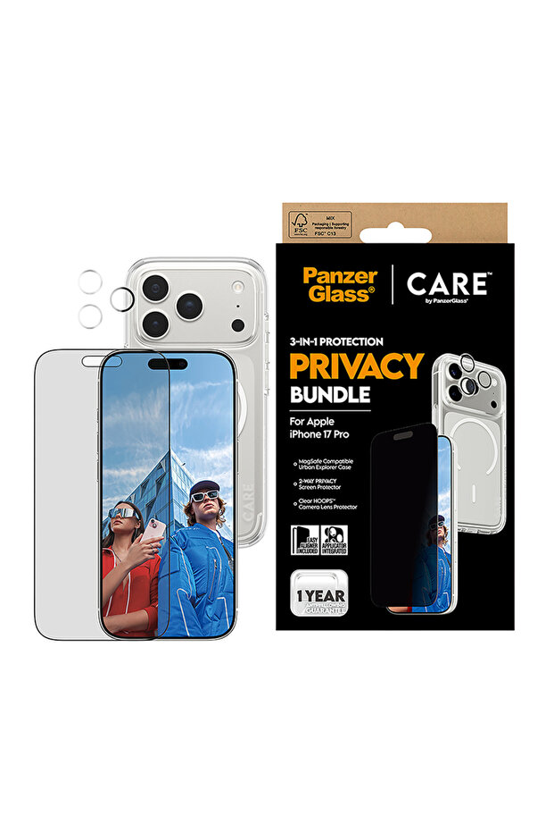 حزمة حماية CARE 3 في 1 لهاتف iPhone 17 Pro الرائد - الخصوصية