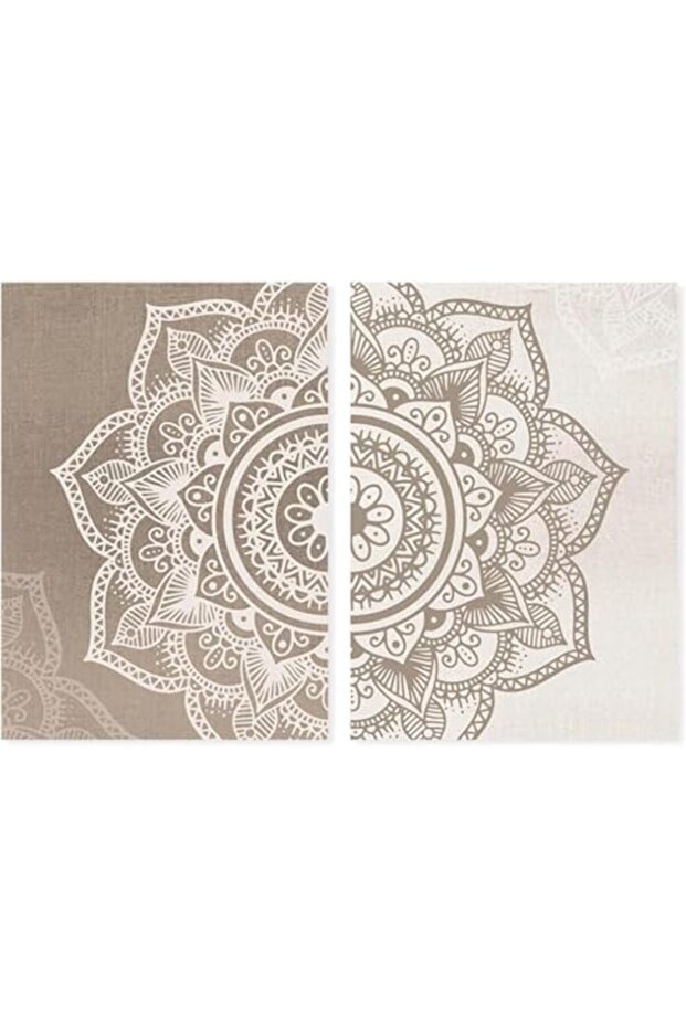 Two-Dimensional Wall Art Canvas with Boho Beige Mandala Design by Today Idea