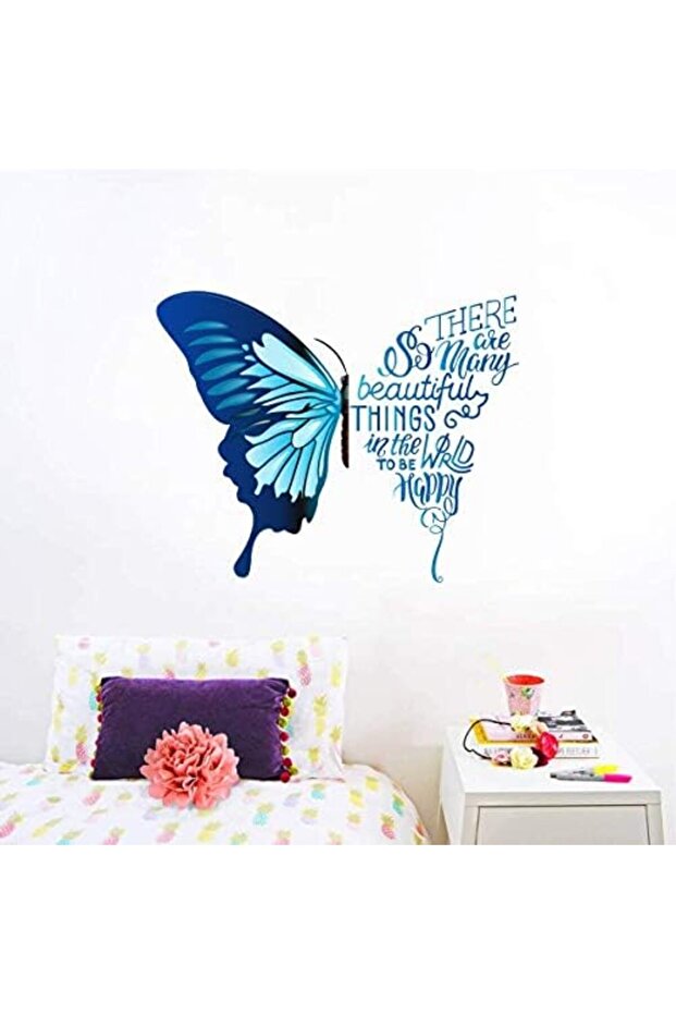ملصقات حائط من الفينيل بتصميم فراشة زرقاء من Today Idea