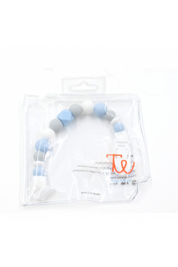 تايني ويل - مشبك مصاصة سيليكون أبيض/سماوي - 3