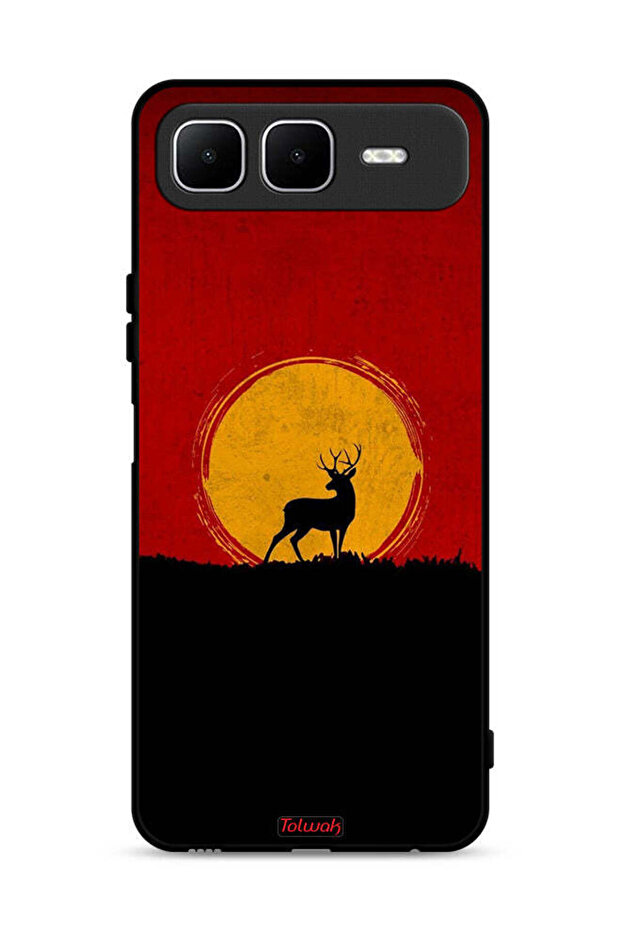 غطاء حماية لهاتف Infinix Smart 10 Plus برسومات الغزال والقمر
