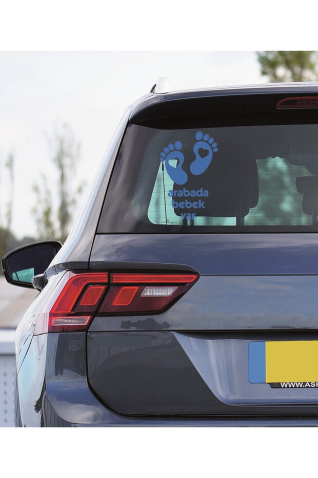 Baby in Car Heart Auto Car Sticker 23cm Blue Color