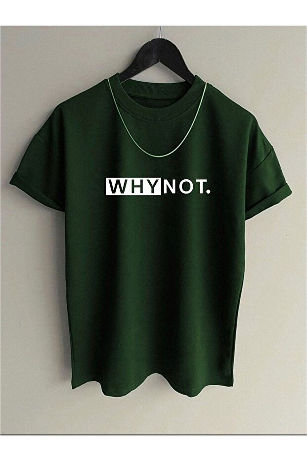 Unisex Nefti Green Why Not Printed Oversize