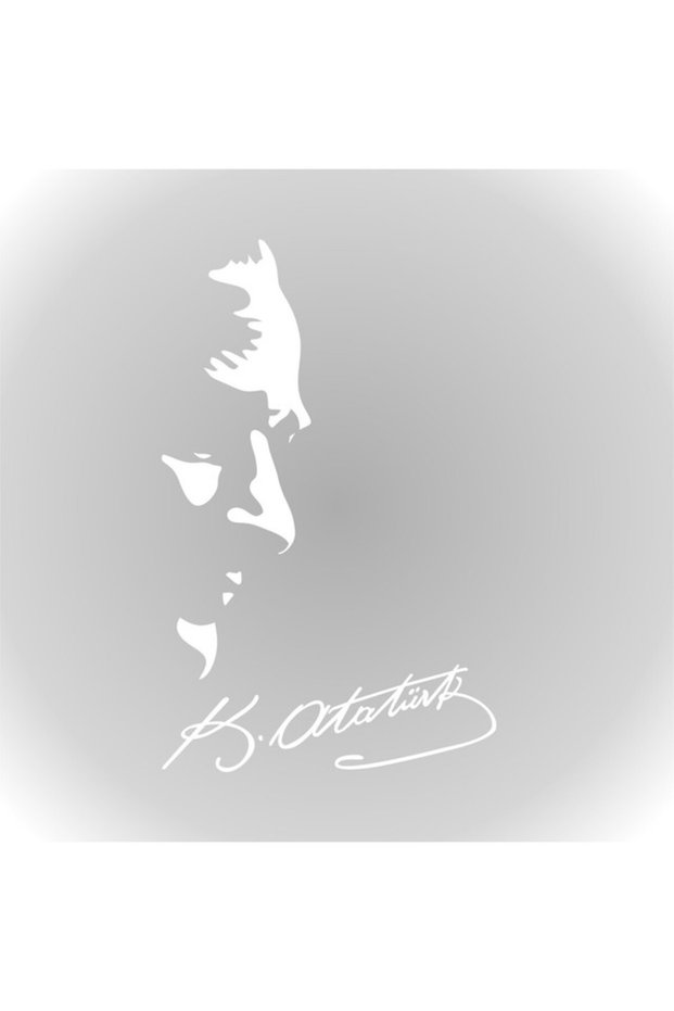 Gazi Mustafa Kemal Ataturk Silhouette and Signature Car Sticker 28cm White
