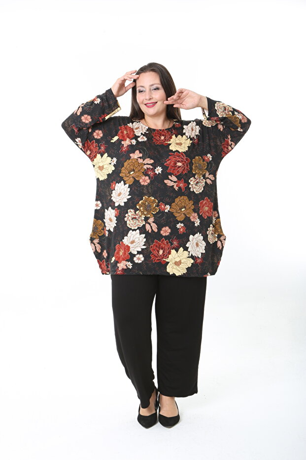 Women's Wool Viscose Lycra Fabric Patterned Large Size Tunic - 4