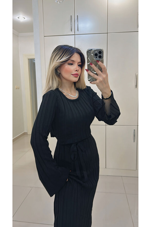 İspanyol Kol Triko Elbise - 2