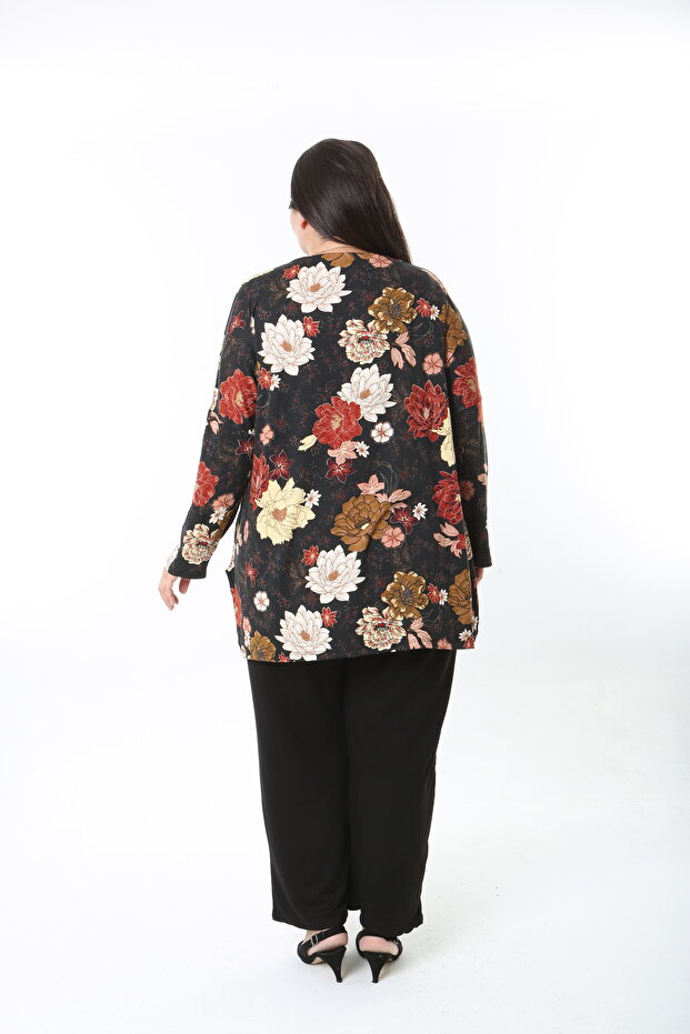 Women's Wool Viscose Lycra Fabric Patterned Large Size Tunic - 8