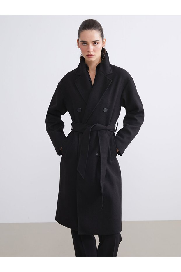 Lcw Vision New Season Double-Breasted Collar Women's Cashmere Coat