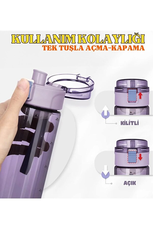 TKK 550ml Pipetsiz Rahat İçim Kilitlenebilir Kapak Taşıma Kulplu Tritan Su Matarası - 4