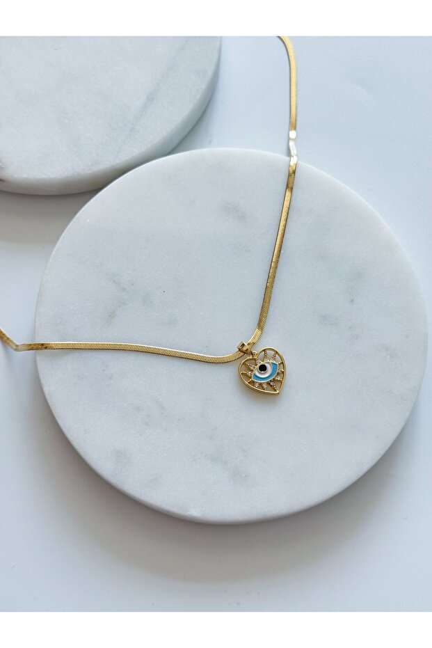 Steel Heart Eye Necklace