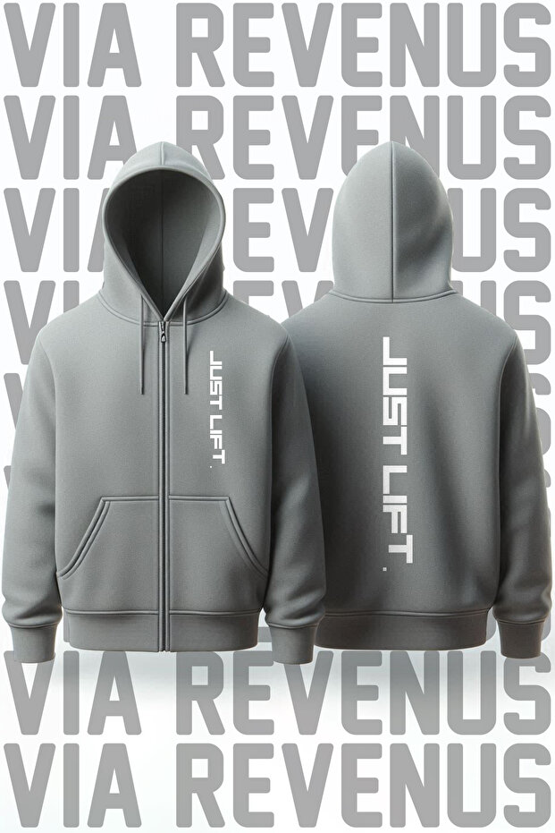 Just Lift Front and Back Printed Unisex Zippered Hooded Sweatshirt Cardigan