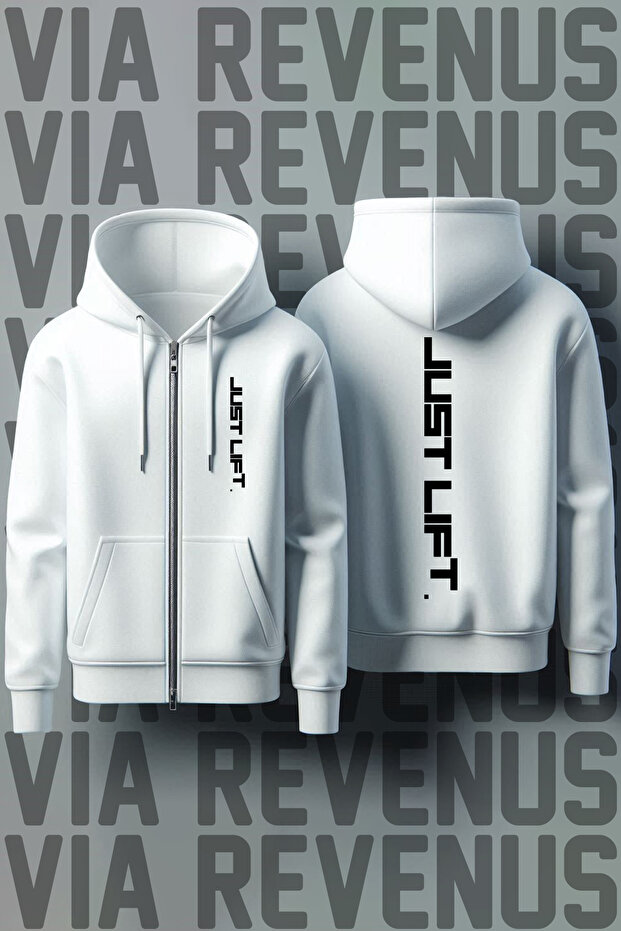 Just Lift Front and Back Printed Unisex Zippered Hooded Sweatshirt Cardigan