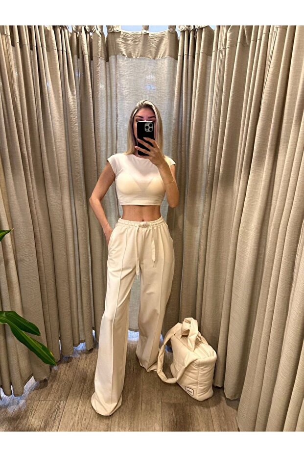 Geniş Paça Eşofman Crop Takım - 2