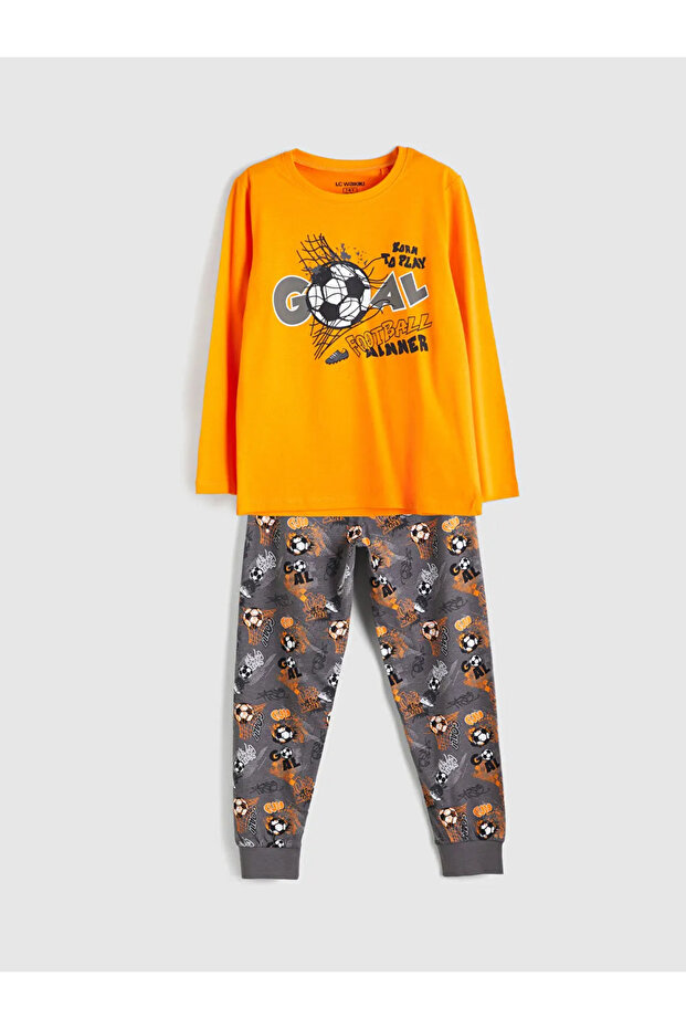 Bisiklet Yaka Erkek Çocuk Pijama Takımı - 1