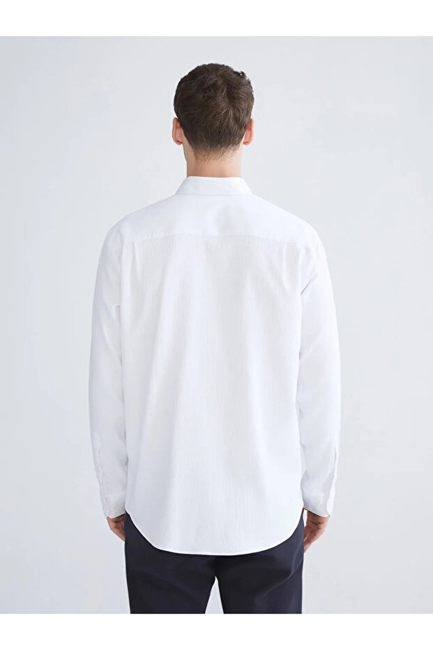 Regular Fit Uzun Kollu Armürlü Erkek Gömlek - 5