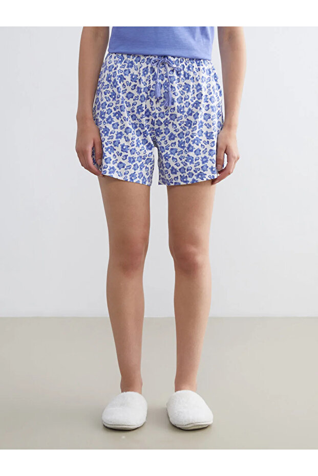 Beli Lastikli Çiçekli Kadın Şort Pijama Altı - 2