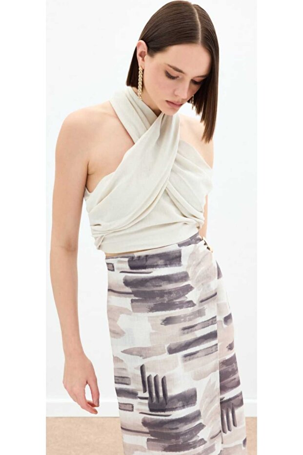 Halter Yaka Crop Bluz - 4