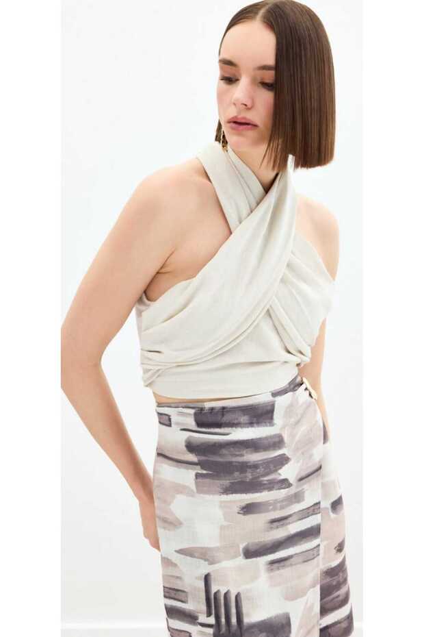 Halter Yaka Crop Bluz - 3