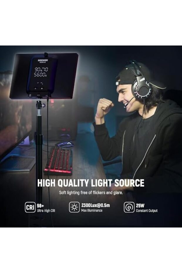 GL25B 12.9" Streaming Key Light, 2.4G RT100 Remote & PC/Mac APP Control 25W 2300Lux/0.5m 2900 - 6