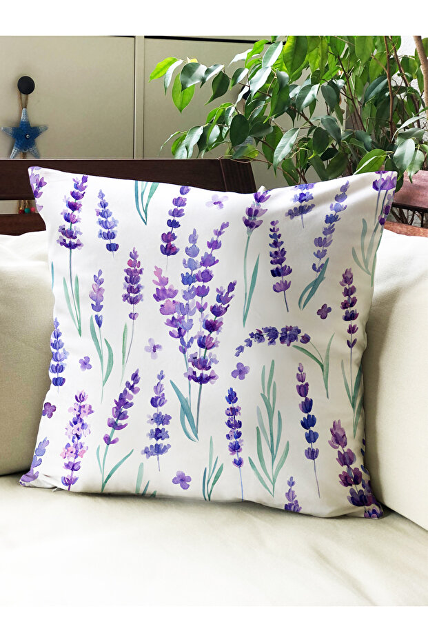 Lady and Flower Printed Velvet Throw Pillow Cover 43X43Cm